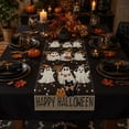 thumbnail image 3 of 13x90 Halloween Table Runner, Large Flannel Party Mat, Extra Long Soft Ghost Pumpkin Print Dining Cover for Holiday Kitchen Buffet Decoration, 3 of 3