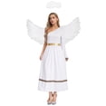 thumbnail image 7 of iiniim Womens Angel One Shoulder Tunic Dress with Feather Wings Angel Headwear for Halloween White L, 7 of 7