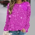 thumbnail image 2 of Bowake Sweat à Manches Longues à Sequins pour Femmes Col Rond Décontracté Hauts Pailletés pour Sortir Blouses de Fête, 2 of 4
