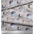 thumbnail image 2 of Soimoi Gray Velvet Fabric Zodiac Text & Planet Galaxy Print Fabric by the Yard 60 Inch Wide, 2 of 3
