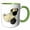 Green/White, variant on 3drose, Funny Cute Pug Puppy Dog Bowling Cartoon, 11oz Two-tone Black Mug
