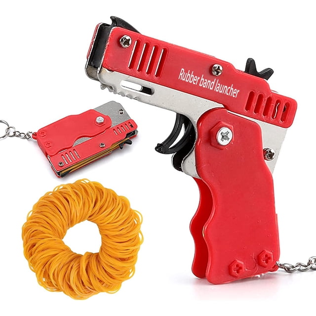 Minilanzador de bandas elásticas plegable Toy QKUDNGHY con 60 bandas