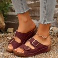thumbnail image 4 of IUJSOY Womens Wedge Sandals Double Buckle Slip on Slippers Comfortable Arch Support Walking Shoes, 4 of 9