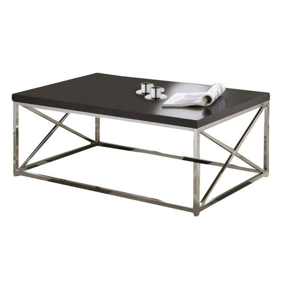 Monarch Coffee Table Glossy White With Chrome Metal Com