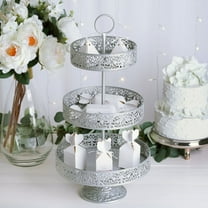 Efavormart 23" Tall SILVER 3-Tier Metal Reversible Dessert Cupcake Stand For Wedding Decoration Event