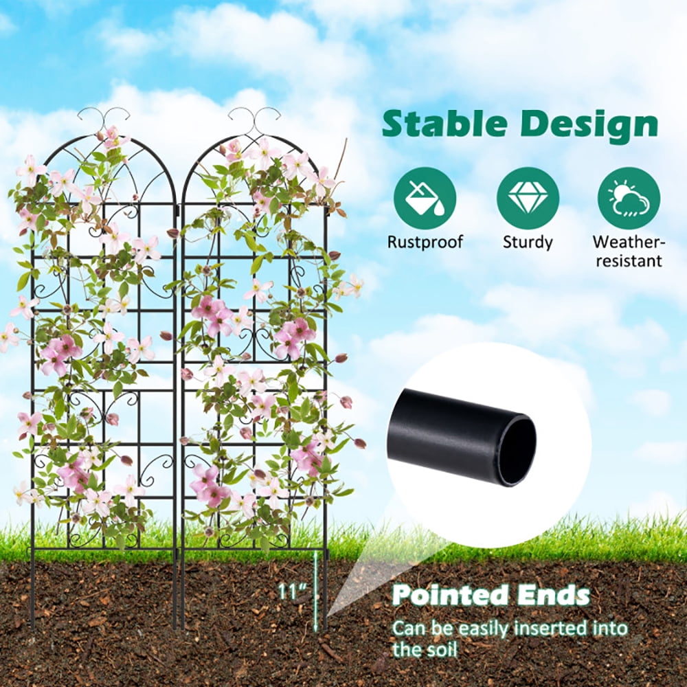 Topcobe 71 x 20 Inch Metal Garden Trellis for Climbing Plants, Flowers Stands Vegetables Patio Metal Lattices Grid Panels for Ivy Cucumbers, Set of 2, Green