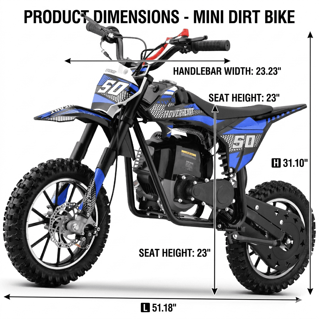 39cc Dirt Bike,IVFJFV Gas Powered Mini Bikes, 4 Stroke Off-Road Mini Bikes, Trail Bike with Speeds up to 25 MPH,Weight Support Up to 165 LBS for Ages 8+,Blue