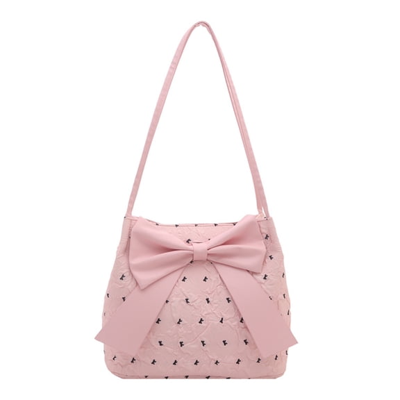 JVBTVB Women's Nylon Tote Bag Large Capacity Bow Shoulder Bag Casual Commuter Handbag Lightweight Travel Purse Gift For Women Girls Teens