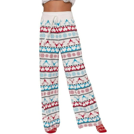 

Morefun Women Pajamas Pants Christmas Print Leisure Sleep Pants Soft Comfort Trousers Ladies Stretch Waist Drawstring Long Pants