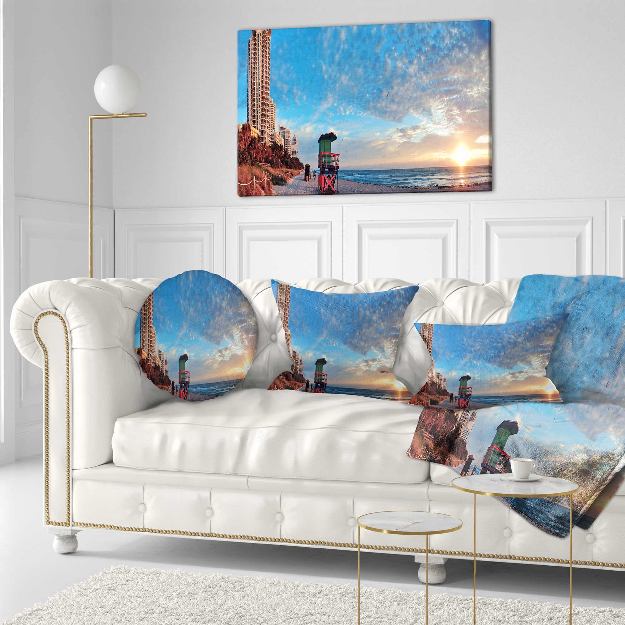 Designart Miami South Beach - Photography Throw Pillow - 12x20
