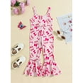 thumbnail image 2 of Argulvti Toddler Girls Romper Jumpsuit Polyester Sleeveless Baseball Print Bell Bottom Overalls, 2 of 8