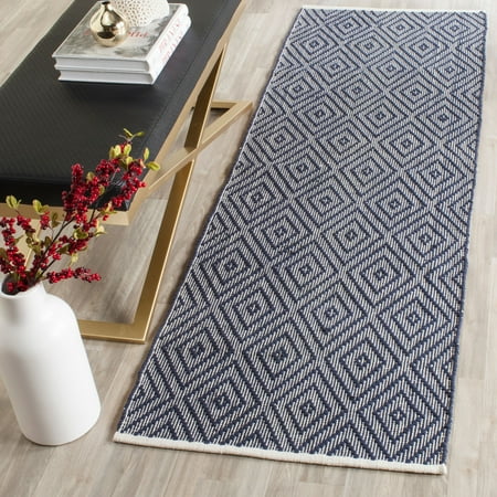 UPC 889048232075 product image for SAFAVIEH Montauk Kimberlyn Geometric Diamond Cotton Runner Rug  Navy/Ivory  2 3  | upcitemdb.com