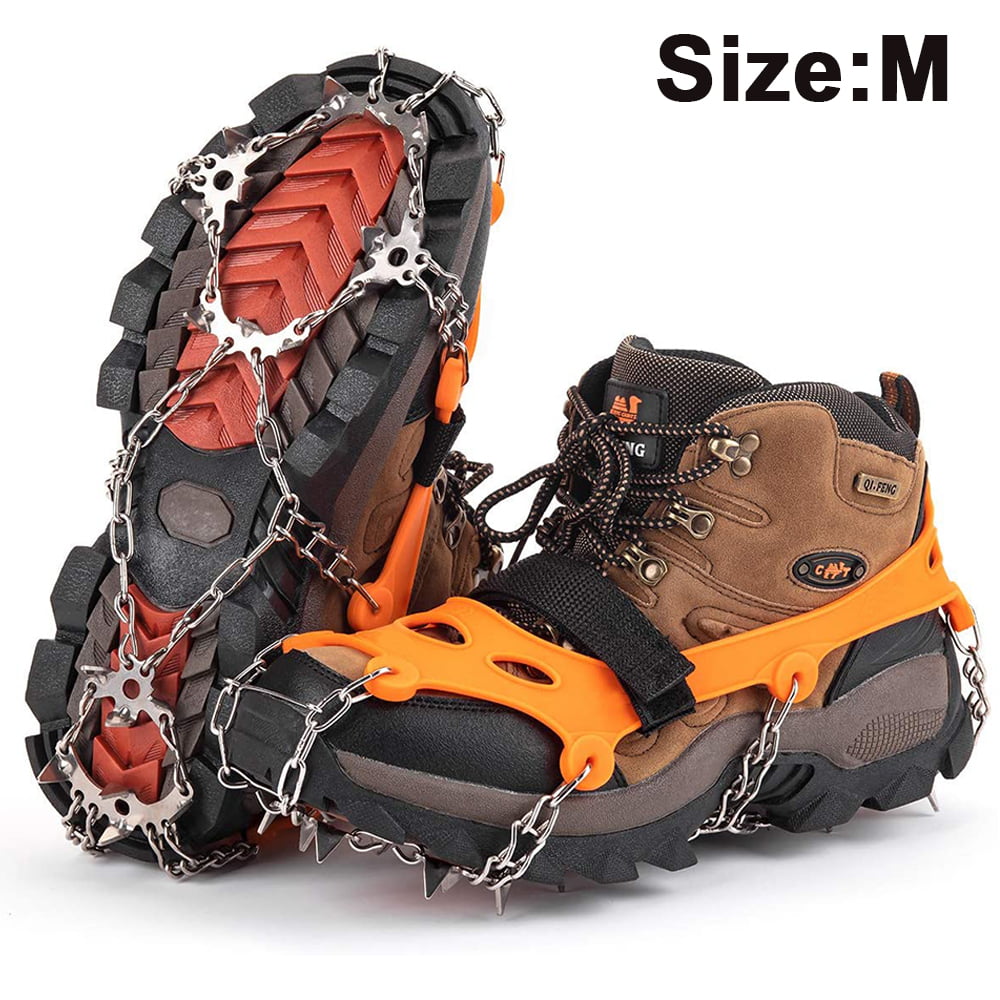 TraveT 1 Pair Traction Cleats,Ice Snow Grips Anti Slip Shoes Crampons for Winter Walking Hiking Climbing Jogging 