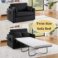 thumbnail image 4 of Twin Size Sofa Bed 47.2" Sleeper Sofa Loveseat Sofa with a Foldable Mattress, a Foldable Side Table, a Side Storage Pocket and Two USB Ports for Living Room, Black, 4 of 26