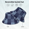 thumbnail image 2 of Sikiie Blue Gingham Buffalo Check Reflective Double-Sided Bucket Hat, Sun Hat, for Gardening, Beaching, Camping, Hiking, Fishing, 2 of 6