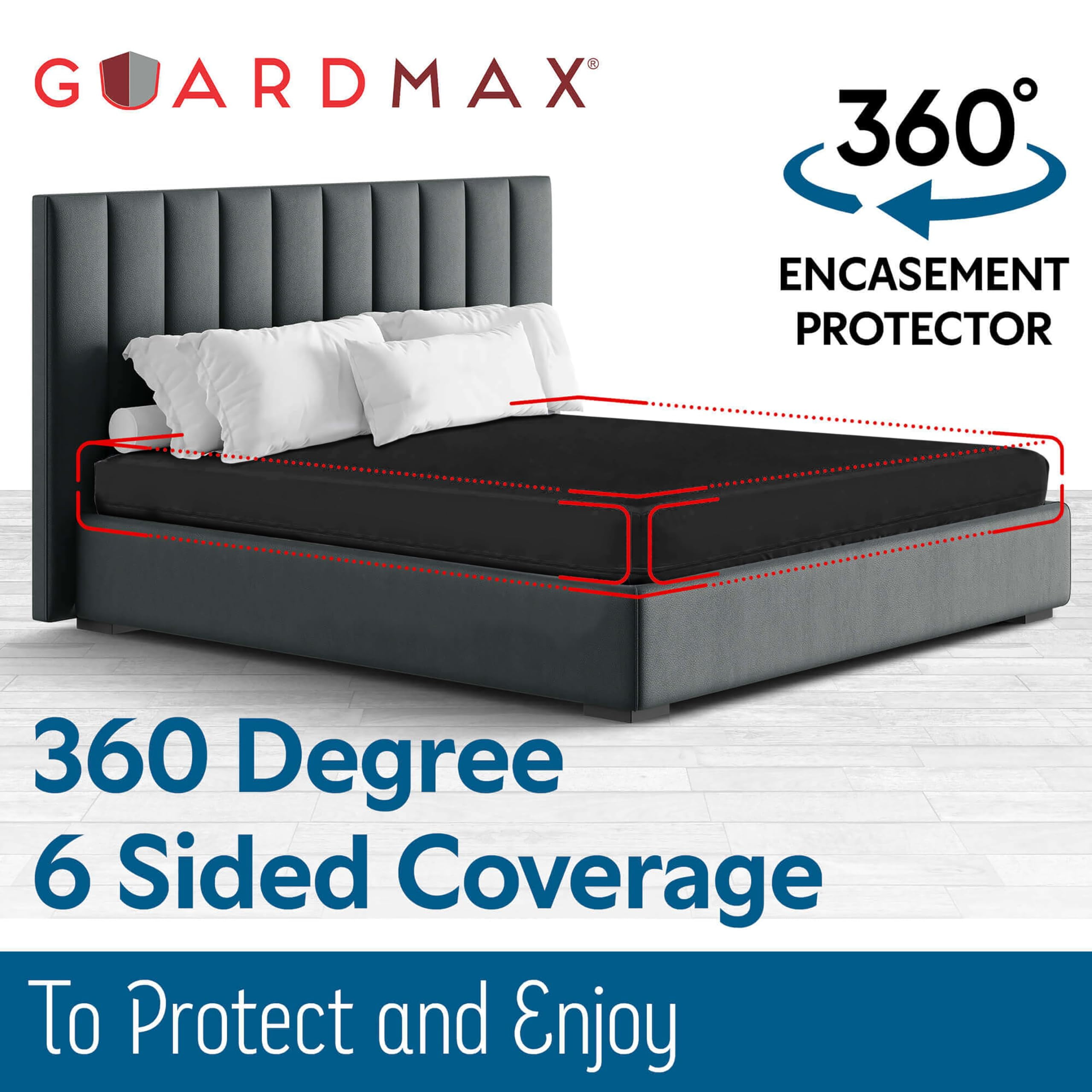 Guardmax Jersey Knitted California King Zippered Mattress Encasement - Waterproof & Bed Bug Proof Mattress Protector - Comfortable, Soft, and Noiseless Zippered Bedding - Dust Mite Proof (72x84 x12)