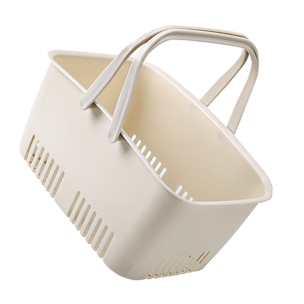 unbranded Organizador Portátil Para Y Hogar Cesta Plástica Beige Con Asa Resistente