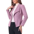 thumbnail image 4 of INSPIRE CHIC Women's Faux Suede Drape Blazer Collar Long Sleeves Open Front Jacket XL Light Purple, 4 of 6