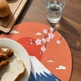 thumbnail image 3 of Japanese Style Round 15 Inch Placemats Set of 8, Blue Mountains Orange Red Sun Cherry Floral HeatResistant Non Slip Place Mats for Dining Table, Wipeable Braided Kitchen Table Mats for Housewarming, 3 of 9