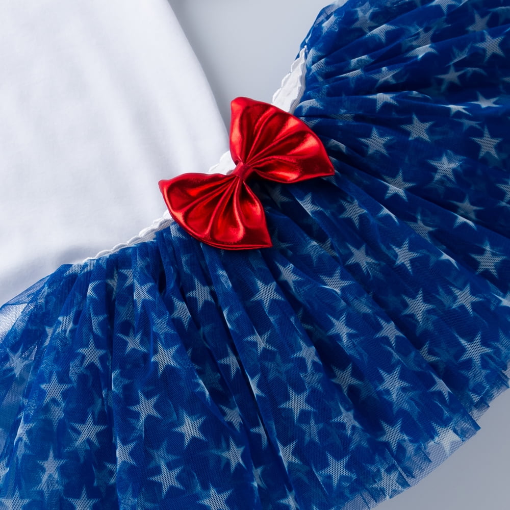 4th of July Baby Girl Outfit-Short Sleeve Romper Tutu Skirt Headband Clothes Set 3Pcs