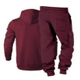 thumbnail image 6 of mihongmao Jogger Sets for Men 2 Piece Men Casual Pullover Hooded Sports Solid Long Sleeve Trousers Two-Piece Elastic Waist Tracksuit Wine S, 6 of 8