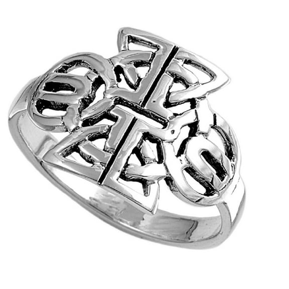 925 Sterling Silver Triquetra Abstract Filigree Ring Size 5