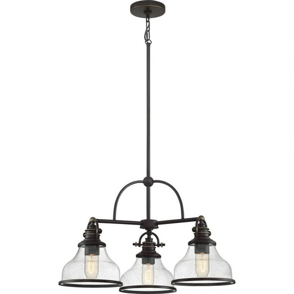 GRTS5103PN Quoizel Lighting Grant - 3 Light Medium Chandelier-Palladian Bronze Finish -Traditional Installation