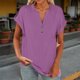 thumbnail image 2 of Blusas para las Mujeres Casual Verano Botón Sólido Camisa V-Cuello Blusa Suelta, Camiseta de Lino de Algodón para Acampar Al Aire Libre Y Uso Diario, Estilo Vintage, 2 of 9