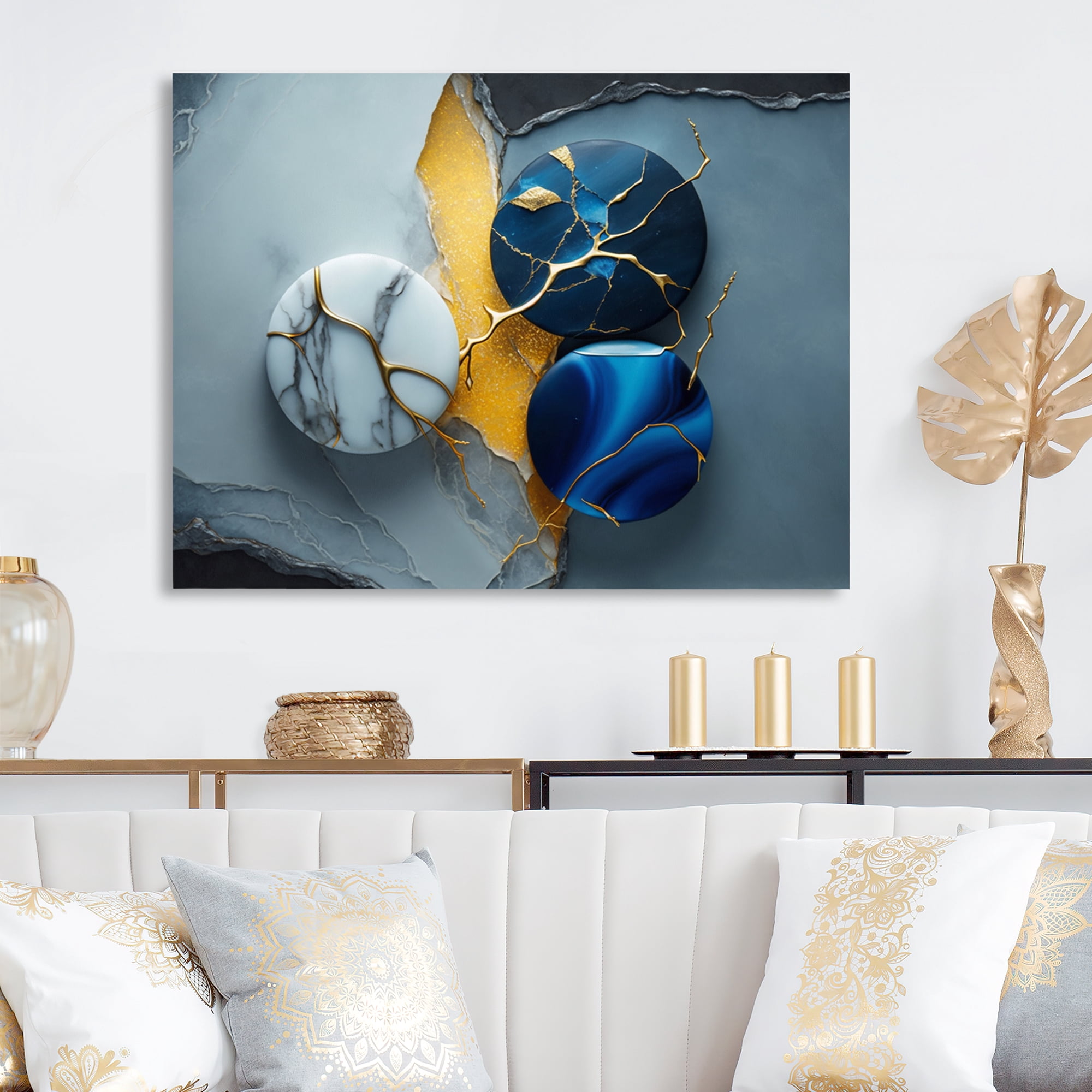 Designart Abstract Geode Blue IV Canvas Wall Art
