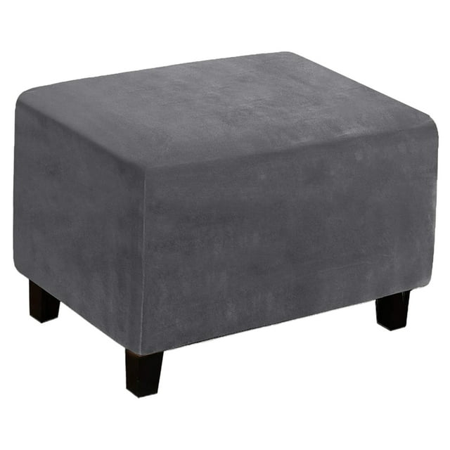 Funda de terciopelo elástico suave para reposapiés rectangular, antipolvo, para instalaciones y decoración del hogar. gris