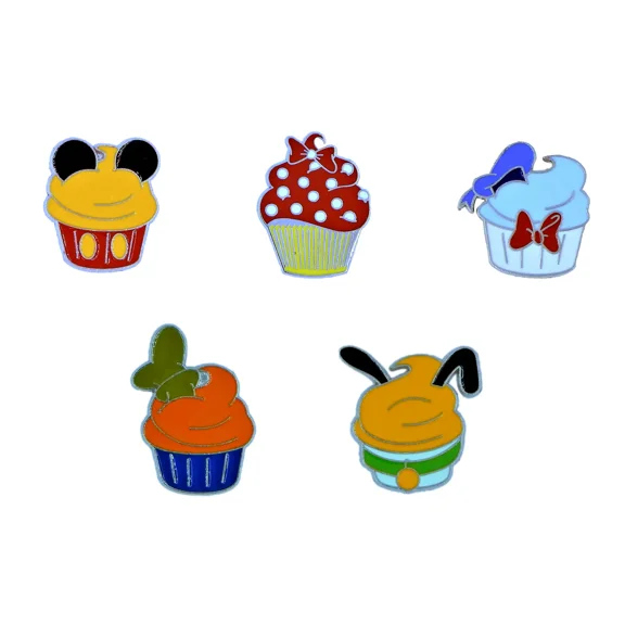 Fab Five Character Cupcakes 5 Specific Food Pins Disney Park Trading Pin Set New