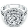 thumbnail image 2 of Bow Jewelry 1.8 Ct Emerald Cut Moissanite Ring - Split Shank Solitaire with Accent - 14K White Gold Plated Engagement Ring - Proposal Jewelry for Women, 2 of 3