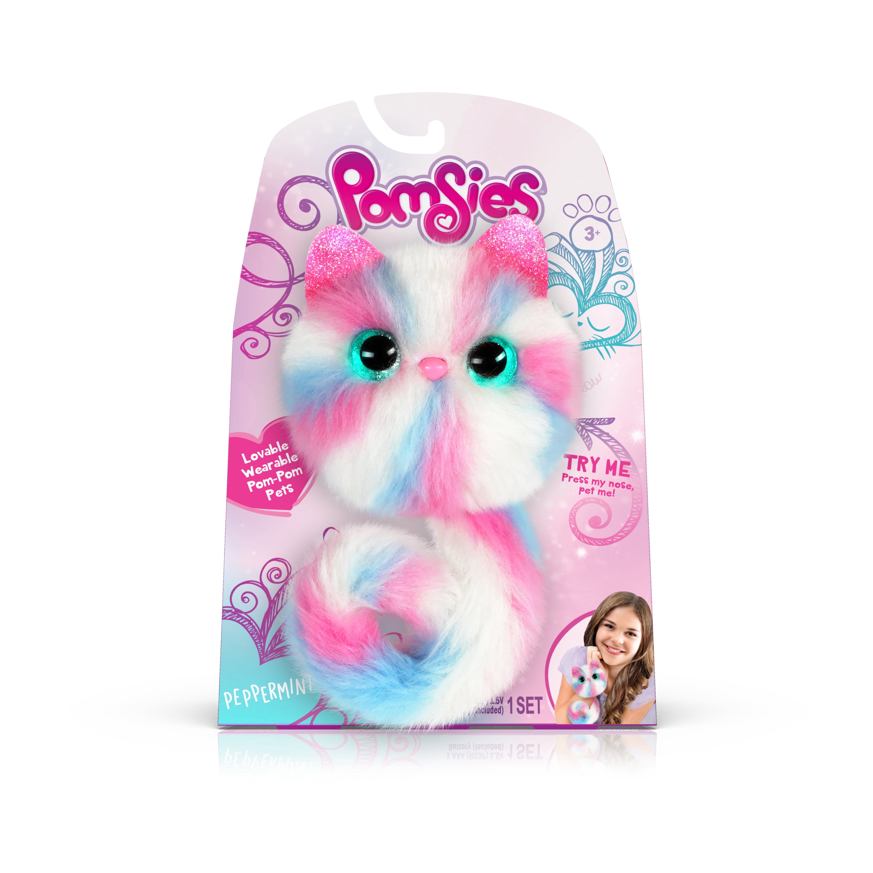 Pomsies 9" Peppermint Cat Plush Toy