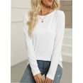 thumbnail image 4 of Women Long Sleeve Crew Neck Slim Fit Stretchy Layer T Shirts Tops, 4 of 6