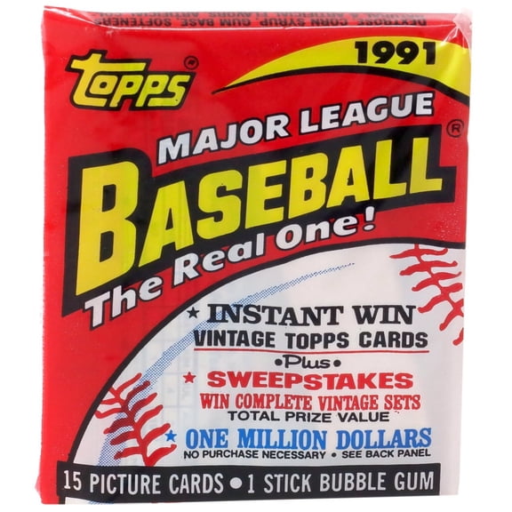 MLB 1991 Topps Baseball Trading Card WAX Pack (15 Cards)