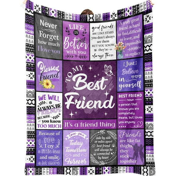 60x50IN Best Friend Throw Blanket Gifts, Best Friend Birthday Gifts for Women Friendship Gift to My Best Friends, Bestie, BBF, Soul Sister, Long Distance Blanket Present
