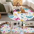 thumbnail image 6 of Spring Colorful Butterflies 6ft Round Rugs, Spring Floral Art Decor Washable Non-Slip Area Rugs for Living Room Bedroom Kitchen, Soft Low Pile Dining Room Kicthen Circle Carpet, Indoor Floor Rug, 6 of 9