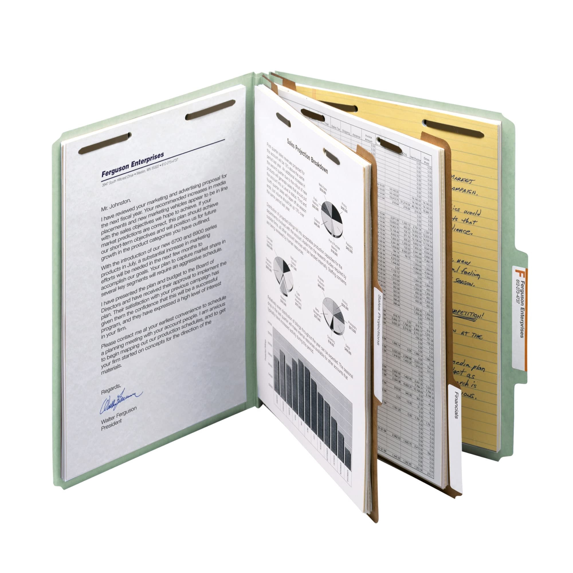 Smead® Pressboard Classification Folders, 2 Dividers, Letter Size, 100% Recycled, Gray/Green, Box Of 10