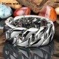 thumbnail image 6 of QQTDFG Heavy Mens Bling Curb Chain Bracelet 316L Stainless Steel Wristband Multi-Size-Silver-8.66in(22cm)x31mm, 6 of 9