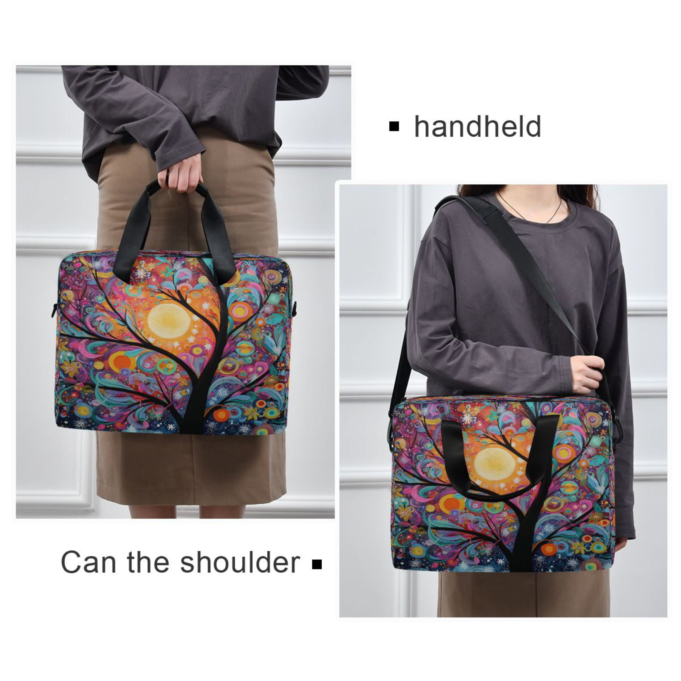 16" Laptop Tote Bag Laptop Sleeve Case Computer Briefcase for Work & Travel Beautiful Abstract Tree Painting