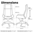 thumbnail image 2 of Fohfurniture - Silla de oficina giratoria de piel sin brazos (negro), 2 of 7
