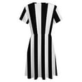thumbnail image 5 of Medium Black And White Stripes Vertical Direction Dress Summer Street Style Dresses Female Short Sleeve Printed Sundress, 5 of 7