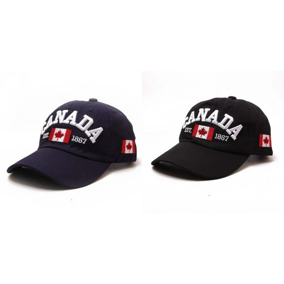 2 Pack(Navy 1PCS & Black 1PCS) Multipack Womens Caps and Hats Canada Baseball Cap Canada Women Small Hat Day Embroidered Maple Leaf Mens Trucker Hats Flag Adjustable Hat
