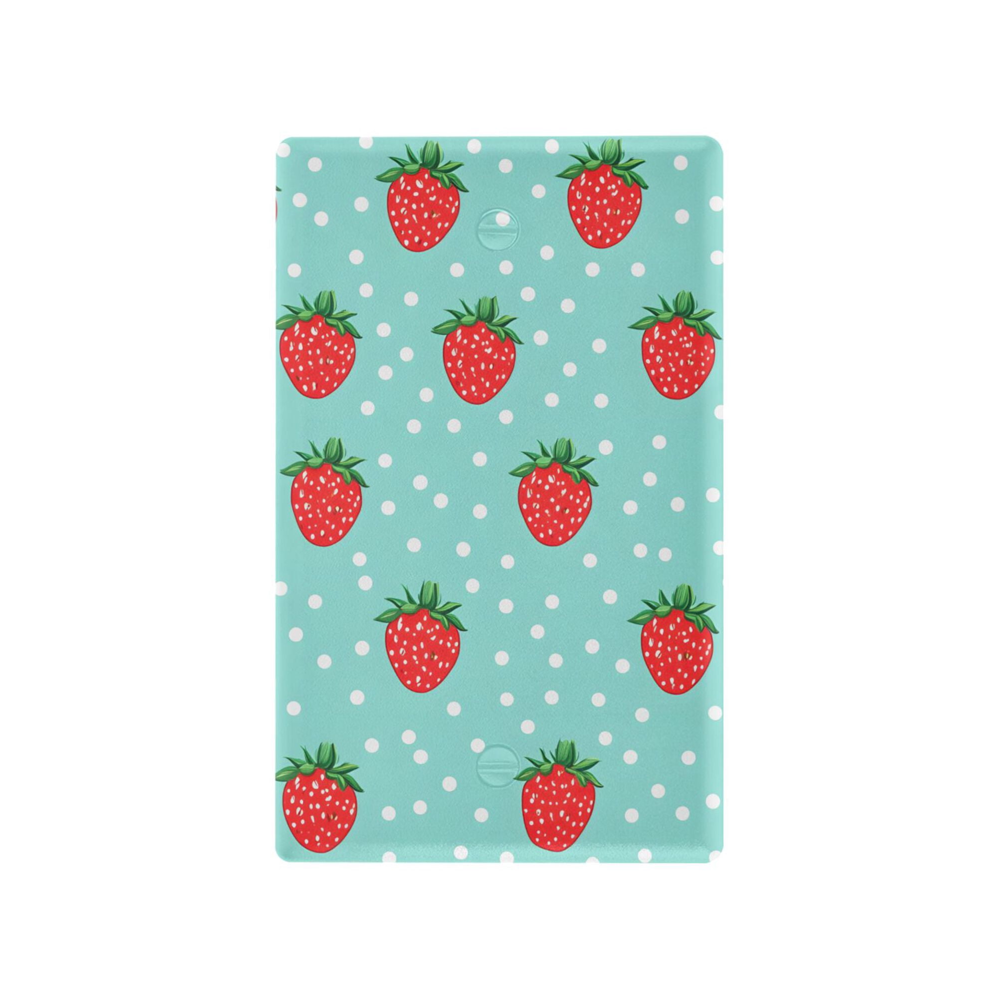 Yayeee Blank Wall Plate Cover 1-Gang 4.5"x2.7" Home Unused Decorative Outlet, Strawberry Pattern