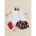 thumbnail image 5 of ZINTAOZT Baby Girl My 1st Valentine's Day Outfits Letter Print Long Sleeve Romper + Tiered Skirt + Headband + Socks Set, 5 of 8