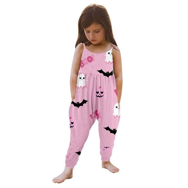 Hfolob Combinaison pour Filles, Imprimé d'Halloween, avec Pantalon Harem