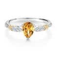 thumbnail image 3 of Gem Stone King 925 Silver 10K Yellow Gold Pear Shape Yellow Citrine White Moissanite and White Lab Grown Diamond Engagement Ring for Women (1.13 Cttw, Gemstone November Birthstone, Size 7), 3 of 4