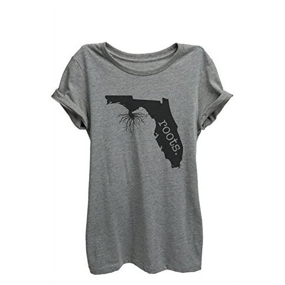 Home Roots State Florida Womens Relaxed T-Shirt Tee Heather Grey - Large