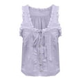 thumbnail image 5 of Mittory Women Lace Trim Vest Tank Tops Semi Sheer Tie Button Front Crop Going Out Tops Cute Summer Cami Shirt, 5 of 5