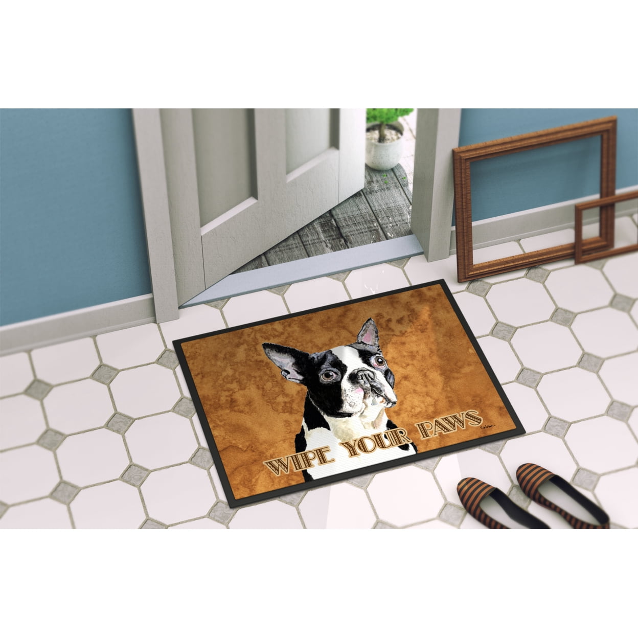 Carolines Treasures SC9140MAT Boston Terrier Door Mat Indoor Rug or Outdoor Welcome Mat 18X27 Doormat 27"L x 18"W
